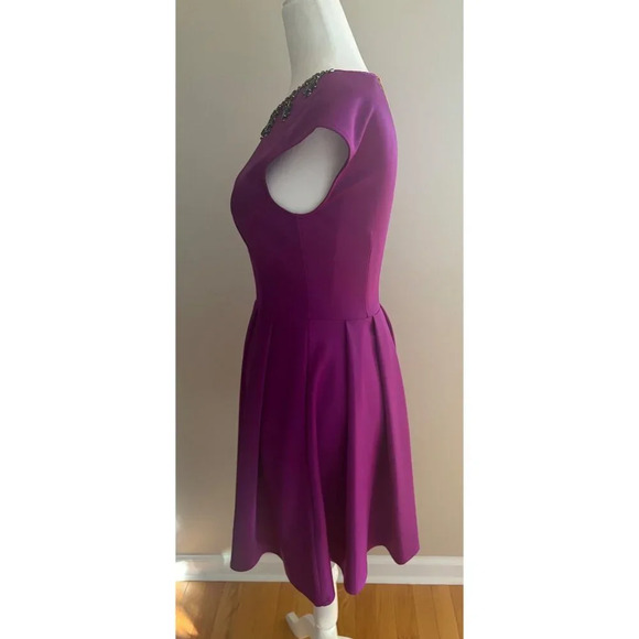Ted Baker J’Adore Y2K Jewelled Neckline Purple Fit & Flare Dress TB0 US Size 2 - Picture 5 of 14